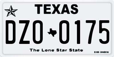 TX license plate DZO0175