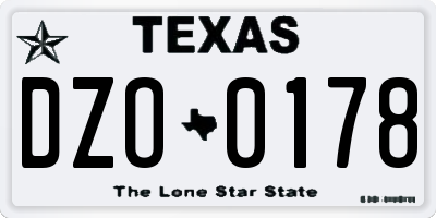 TX license plate DZO0178