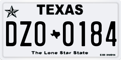 TX license plate DZO0184