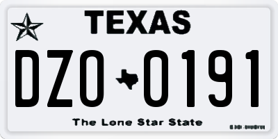TX license plate DZO0191