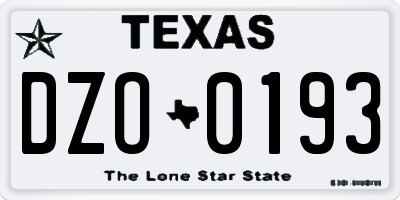 TX license plate DZO0193