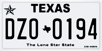 TX license plate DZO0194
