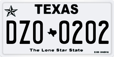 TX license plate DZO0202