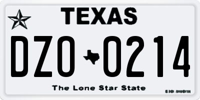 TX license plate DZO0214