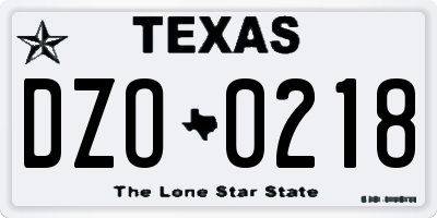 TX license plate DZO0218