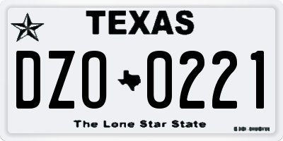 TX license plate DZO0221