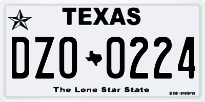 TX license plate DZO0224