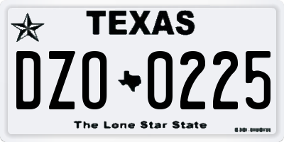 TX license plate DZO0225
