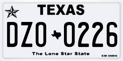 TX license plate DZO0226