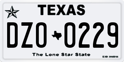 TX license plate DZO0229