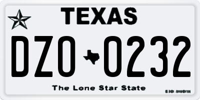 TX license plate DZO0232