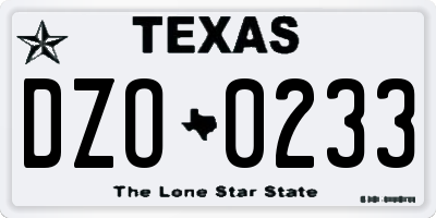 TX license plate DZO0233
