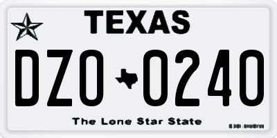 TX license plate DZO0240