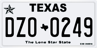 TX license plate DZO0249
