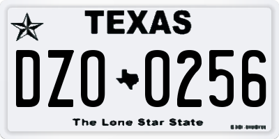 TX license plate DZO0256