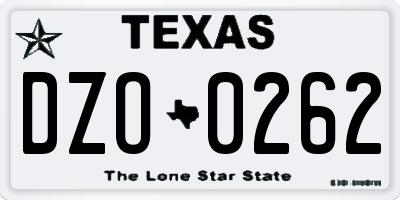TX license plate DZO0262