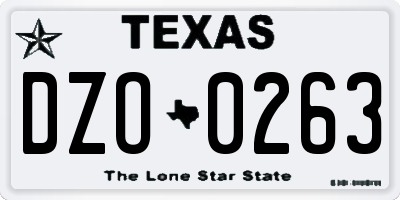 TX license plate DZO0263