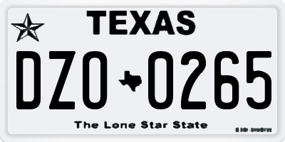 TX license plate DZO0265
