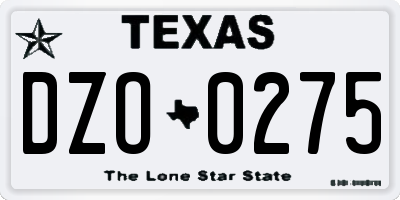 TX license plate DZO0275
