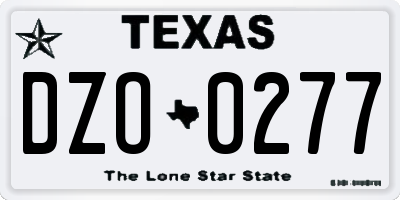 TX license plate DZO0277