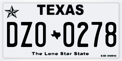 TX license plate DZO0278