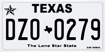 TX license plate DZO0279