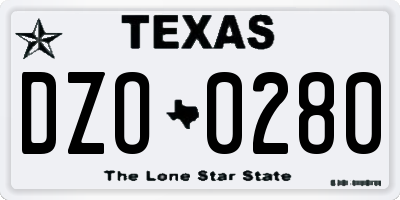 TX license plate DZO0280
