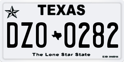 TX license plate DZO0282