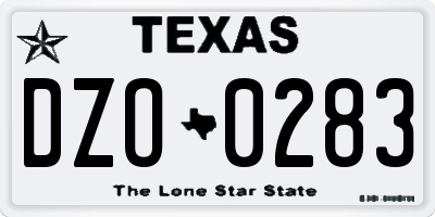 TX license plate DZO0283