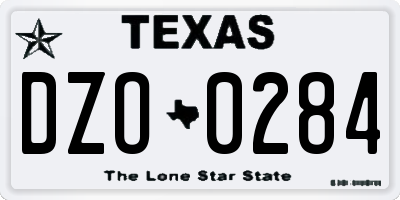 TX license plate DZO0284