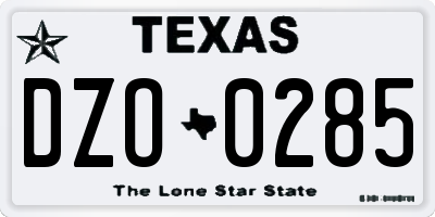 TX license plate DZO0285