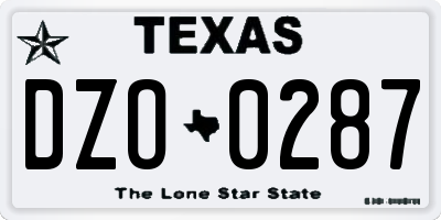 TX license plate DZO0287