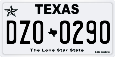 TX license plate DZO0290