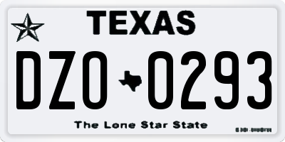 TX license plate DZO0293