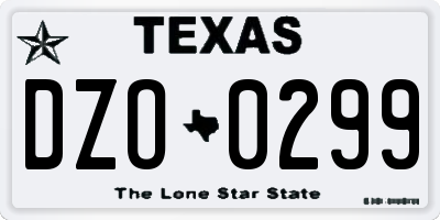 TX license plate DZO0299