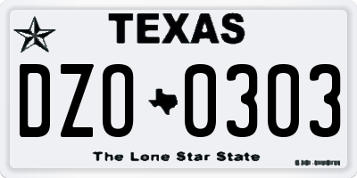 TX license plate DZO0303