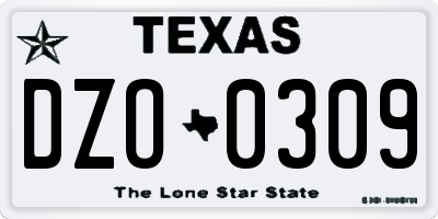 TX license plate DZO0309