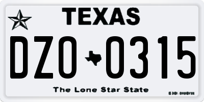 TX license plate DZO0315
