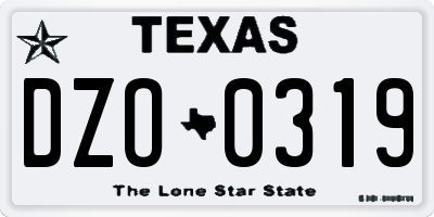 TX license plate DZO0319