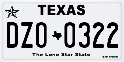 TX license plate DZO0322