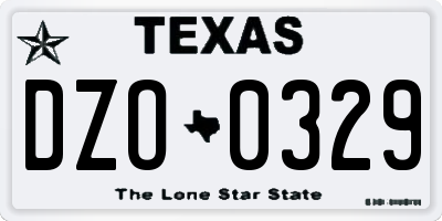 TX license plate DZO0329