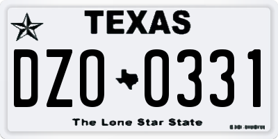 TX license plate DZO0331