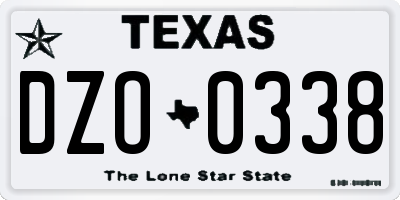 TX license plate DZO0338