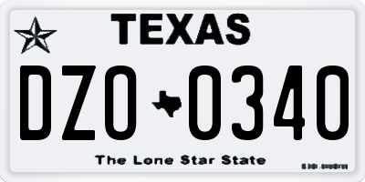 TX license plate DZO0340