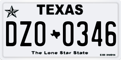 TX license plate DZO0346