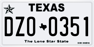 TX license plate DZO0351