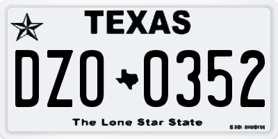 TX license plate DZO0352