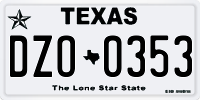 TX license plate DZO0353