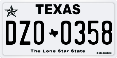 TX license plate DZO0358