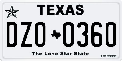 TX license plate DZO0360